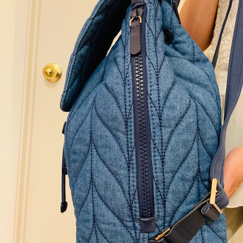 KATE SPADE ELLIE LARGE FLAP BACKPACK DENIM QUILTED - Picture 4 of 8